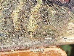 Tableau signed by Pierre Clément: Landscape in the Woods by the Lake. Oil painting on canvas.