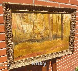 Tableau signed by Roger JAMMES Landscape Undergrowth. Oil painting on canvas