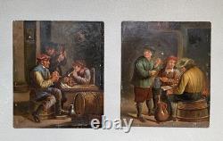 Tavern Scene After Teniers, Dutch/Flemish, 17th Century, Antique 19th-Century Oil Painting