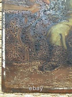 Tavern Scene Oil on Wood to Restore