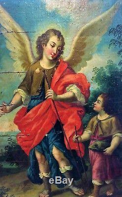 The Archangel Saint Raphael. Oil On Canvas. Glued On Wood. Spain. Seventeenth