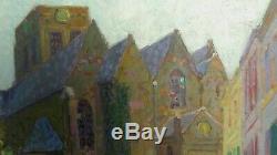 The Church Of Cassel In 1930, Oil / Wood Simon Monnatte (1894-1945) Animated Scene