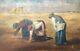The Gleaners After Jean-françois Millet Wood Painting 19th Century Monogram