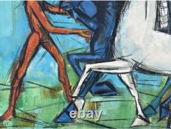 The Horse Scene Original Multicolored Antique Oil Painting 1967, Signed