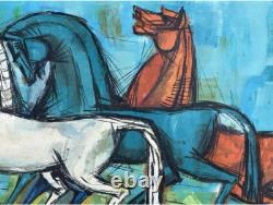 The Horse Scene Original Multicolored Antique Oil Painting 1967, Signed