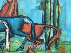 The Horse Scene Original Multicolored Antique Oil Painting 1967, Signed