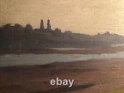 The Loire upstream of Tours/France Oil on wood, signed Guérithault