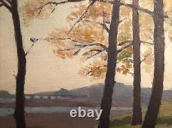 The Loire upstream of Tours/France Oil on wood, signed Guérithault