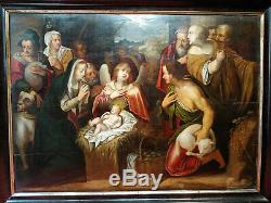 The Nativity Oil On Wood Around 1630-60 Flanders
