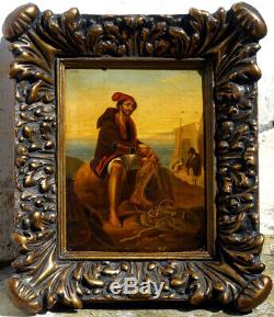 The Neapolitan Fisherman, 1830, Italian School, 1890 Frame! Small Format