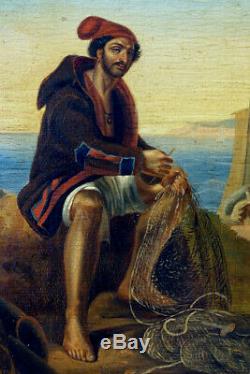 The Neapolitan Fisherman, 1830, Italian School, 1890 Frame! Small Format
