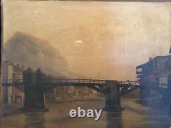 The Old Wooden Bridge On The Isère In Grenoble Oil On Marouflé Paper On Canvas