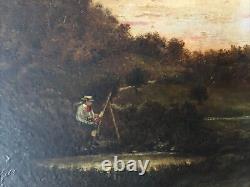 The Painter In The Forest Of Marly / Louveciennes Oil On Wood, Signed Dated 1900