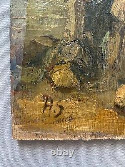 The Pipe Smoker, Oil on Panel, Monogram HS, Painting, Early 20th Century