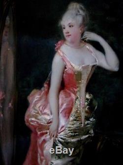 Theodore Levigne 1848-1912 Young Elegante Ds The Watteau Gout Lyonnaise School