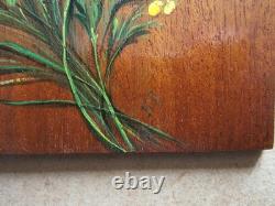 Three beautiful oil on wood paintings of flower bouquets Art Nouveau rose pansy