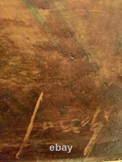 Unreadable Signed Table. Oil On Wood. 44x64.5 See Photos