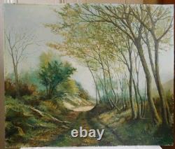 VINCENT (20th century) Bucolic landscape of undergrowth large oil on panel 1972