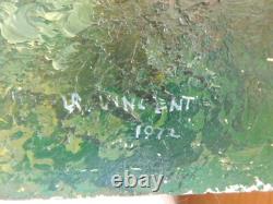 VINCENT (20th century) Bucolic landscape of undergrowth large oil on panel 1972
