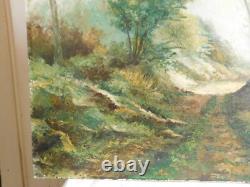 VINCENT (20th century) Bucolic landscape of undergrowth large oil on panel 1972