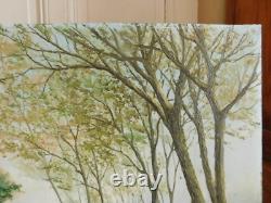 VINCENT (20th century) Bucolic landscape of undergrowth large oil on panel 1972