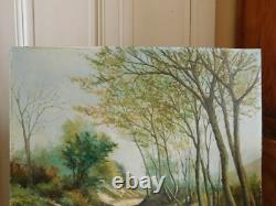 VINCENT (20th century) Bucolic landscape of undergrowth large oil on panel 1972
