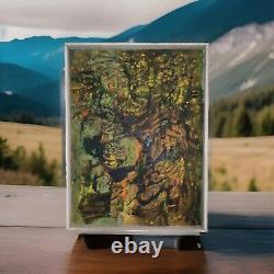 V. LOD (20th century) oil on canvas Abstract composition white wood frame