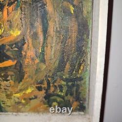 V. LOD (20th century) oil on canvas Abstract composition white wood frame