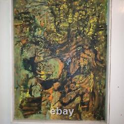 V. LOD (20th century) oil on canvas Abstract composition white wood frame