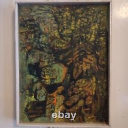 V. LOD (20th century) oil on canvas Abstract composition white wood frame