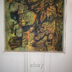 V. LOD (20th century) oil on canvas Abstract composition white wood frame
