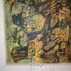 V. LOD (20th century) oil on canvas Abstract composition white wood frame