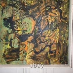 V. LOD (20th century) oil on canvas Abstract composition white wood frame