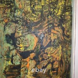 V. LOD (20th century) oil on canvas Abstract composition white wood frame