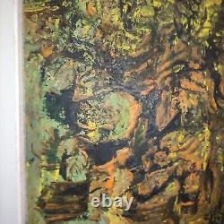 V. LOD (20th century) oil on canvas Abstract composition white wood frame