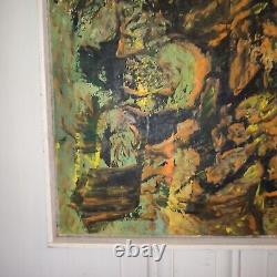 V. LOD (20th century) oil on canvas Abstract composition white wood frame