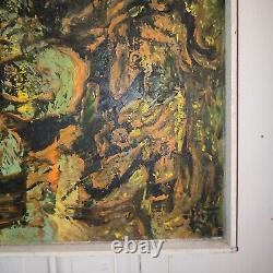 V. LOD (20th century) oil on canvas Abstract composition white wood frame
