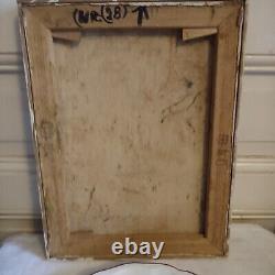 V. LOD (20th century) oil on canvas Abstract composition white wood frame