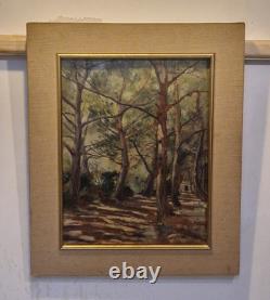 V. Makovsky - Oil on cardboard Forest scene Realism dated 1923