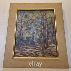V. Makovsky - Oil on cardboard Forest scene Realism dated 1923