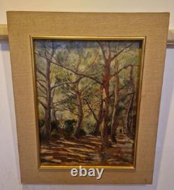 V. Makovsky - Oil on cardboard Forest scene Realism dated 1923