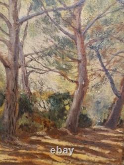 V. Makovsky - Oil on cardboard Underbrush scene Realism dated 1923