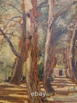 V. Makovsky - Oil on cardboard Underbrush scene Realism dated 1923