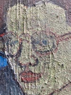Very Beautiful Fauvist Painting Oil on Wood Panel Woman Portrait 1950 Fauvism