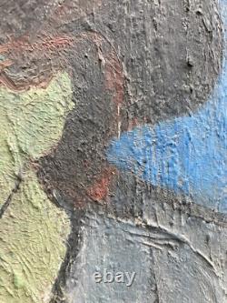 Very Beautiful Fauvist Painting Oil on Wood Panel Woman Portrait 1950 Fauvism