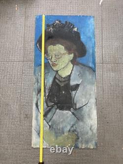 Very Beautiful Fauvist Painting Oil on Wood Panel Woman Portrait 1950 Fauvism
