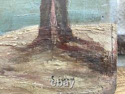 Very Beautiful Oil Oil Wood Serge Sedrac French Riviera Antibes Mediterranean Sea