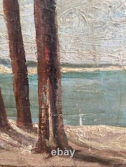 Very Beautiful Oil Oil Wood Serge Sedrac French Riviera Antibes Mediterranean Sea