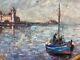 Very Beautiful Oil Painting On Cardboard Collioure Mediterranean Sea Fishing Boat Art