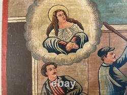 Very Beautiful Oil Painting on Wood Ex Voto Art 1866 Italy Catholic Copy